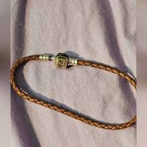 Pandora Brown Braided Bracelet Silver Clasp For Charms